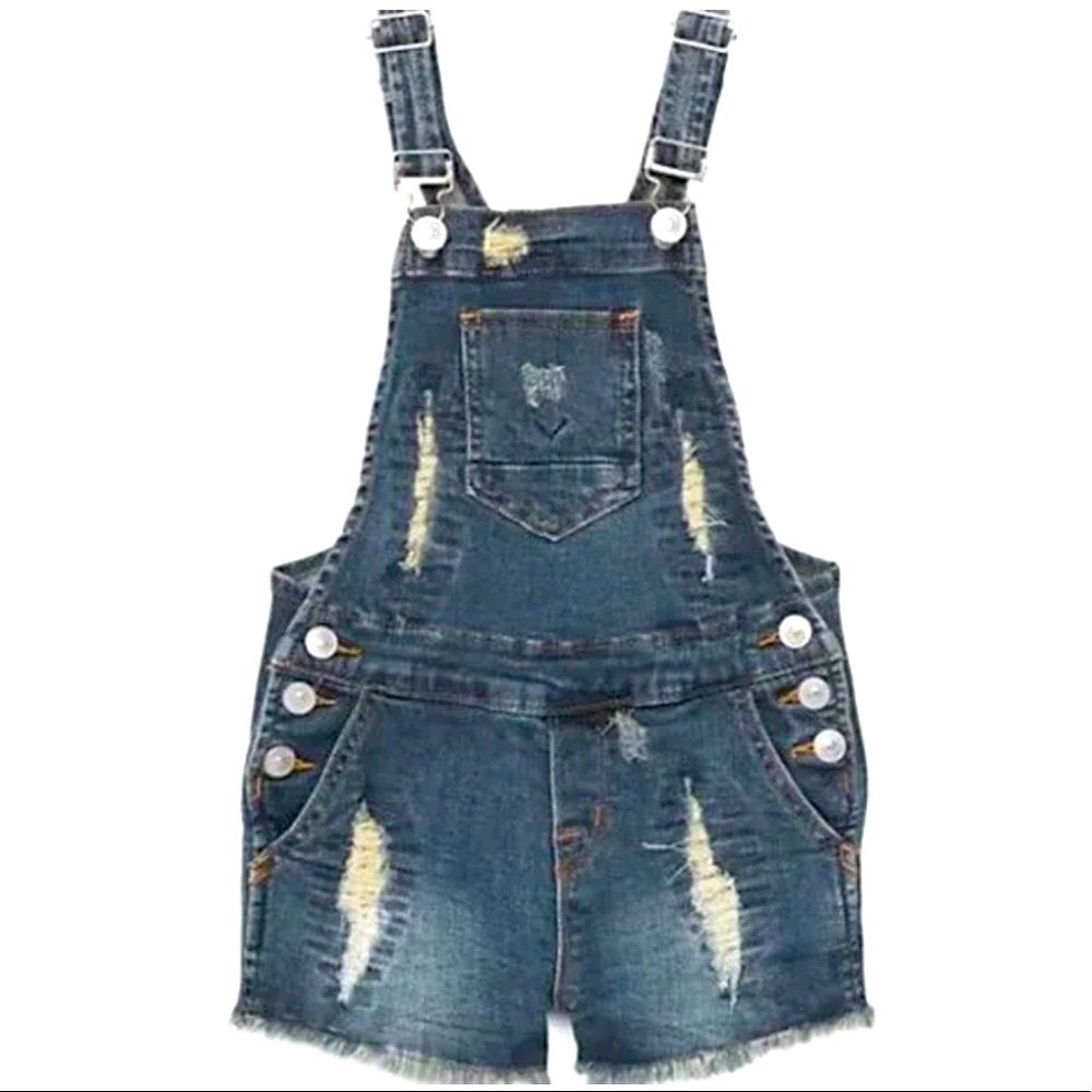 Hudson Jeans Toddler Girl's Distressed Denim Bib Overall Shortalls